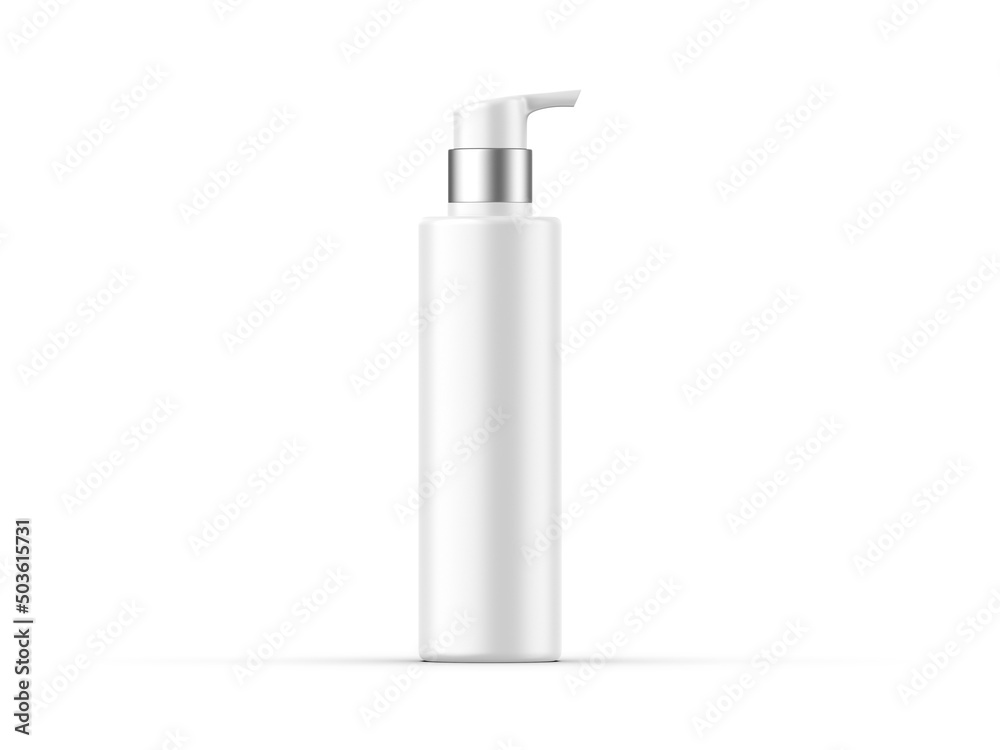 Blank cosmetic bottle with pump dispenser for branding and mockup, ready for design presentation, 3d render illustration Blank cosmetic bottle with pump dispenser for branding and mockup, ready for design presentation, 3d render illustration