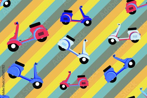 patterns of old style bike vector graphics, moped scooter, a two wheeler transportation