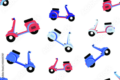 patterns of old style bike vector graphics, moped scooter, a two wheeler transportation