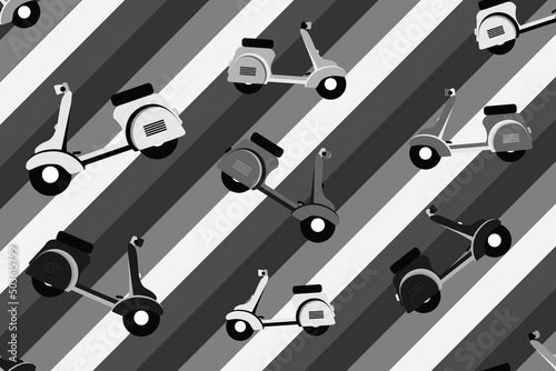 patterns of old style bike vector graphics, moped scooter, a two wheeler transportation