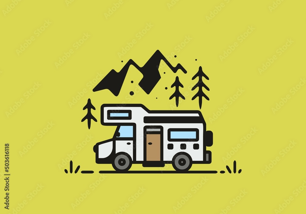 Simple camper van camping illustration Simple camper van camping illustration