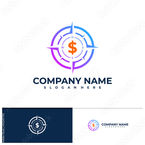 Money with Compass logo vector template, Creative Compass logo design concepts