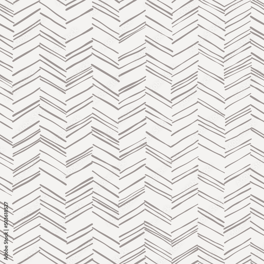 Doodle herringbone seamless pattern. Vector hand drawn striped background with scribble lines. Gray color. For fabric, wrapping, invitations, card, scrapbooking or wallpaper.