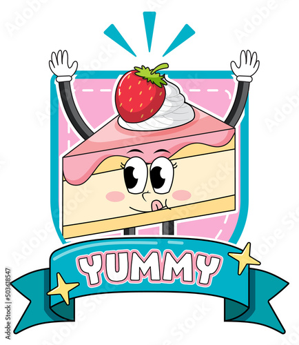Funny strawberry cake cartoon character