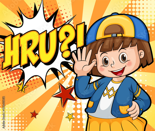 Abbreviation and facial expression retro comic banner design