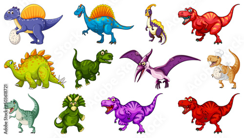 Dinosaur set on white background