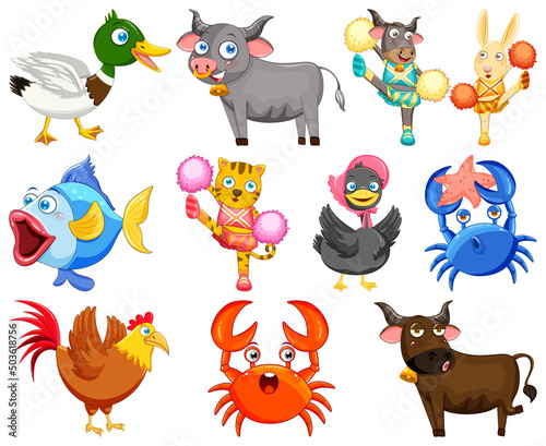 Cute animals with happy smile