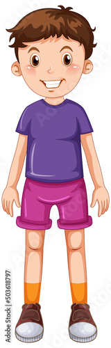 A boy wearing purple t shirt cartoon