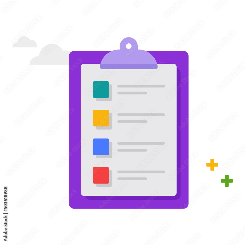 Checklist on a clipboard paper completion of business tasks illustration. Checklist on a clipboard paper completion of business tasks illustration.