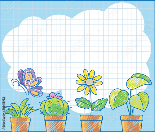 Hand drawn coloured crayon background template