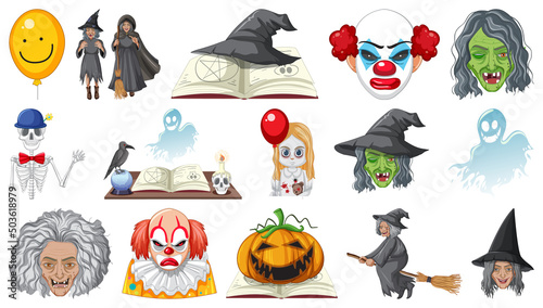 Halloween set with scary monsters