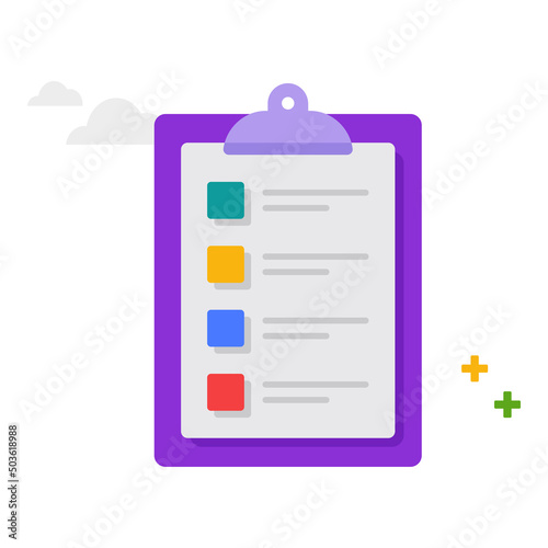Checklist on a clipboard paper completion of business tasks illustration.