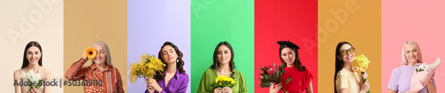Set of pretty women with be...