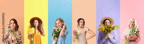 Set of pretty women with be...