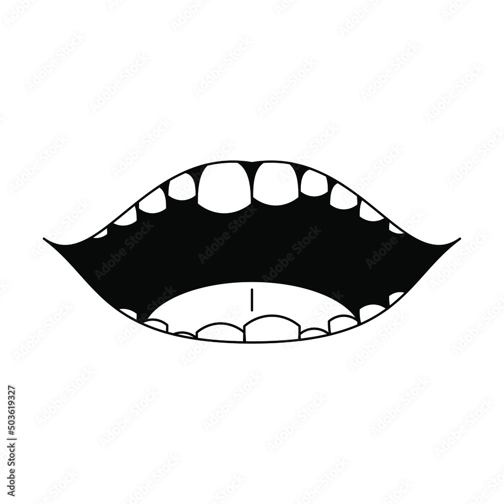 Abstract Black Simple Line People Human Smile Open Mouth With Teeth Doodle Outline Element Vector Design Style Sketch Isolated On White Background Illustration Abstract Black Simple Line People Human Smile Open Mouth With Teeth Doodle Outline Element Vector Design Style Sketch Isolated On White Background Illustration