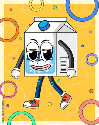 Funny milk box cartoon character