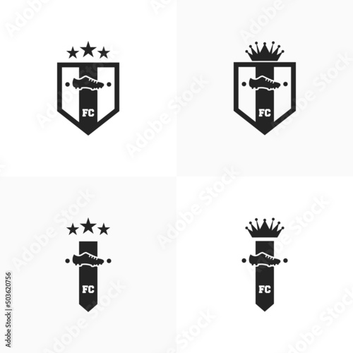 Set of soccer Logo. football club design Badge. Football logo with shield