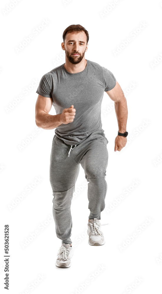 Sporty male runner on white background Sporty male runner on white background