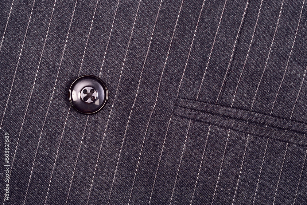 Button on Pinstripe Suit Jacket Button on Pinstripe Suit Jacket