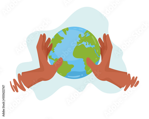 hands taking earth planet
