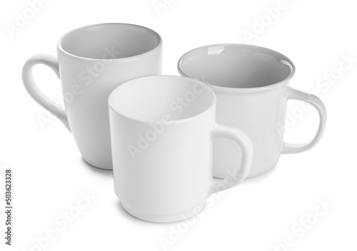 Ceramic cups isolated on white background