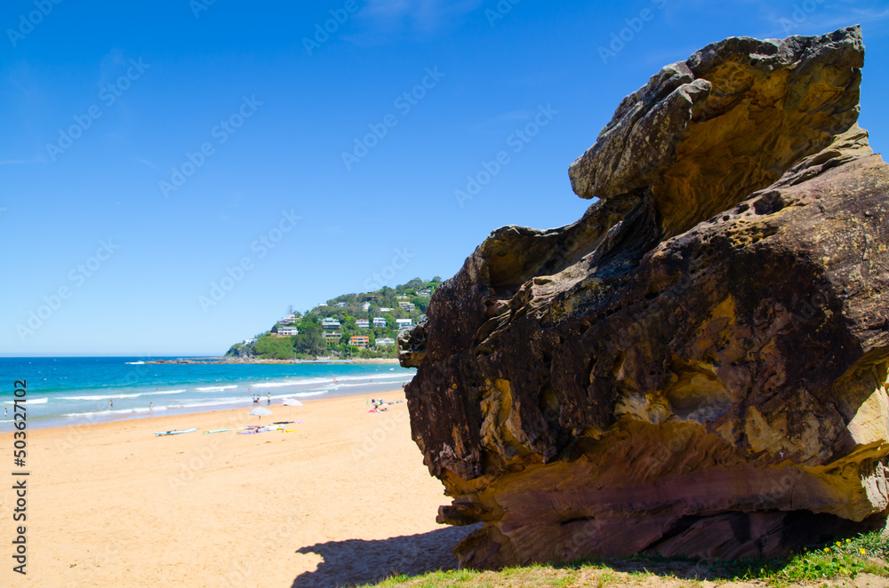 Giant Rock on sand at Palm beach NSW.