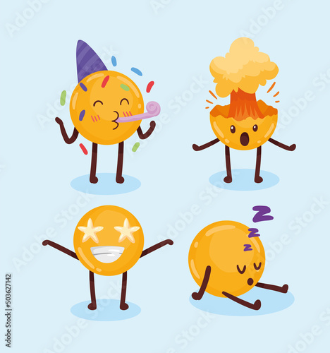 Fototapeta Naklejka Na Ścianę i Meble -  emojis characters group icons