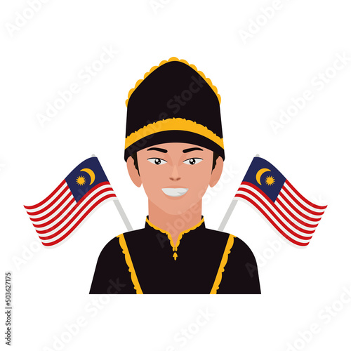 malayan soldier with flags