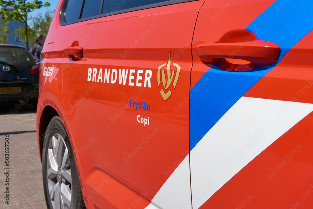 Fire Department command car in Friesland, The Netherlands with text