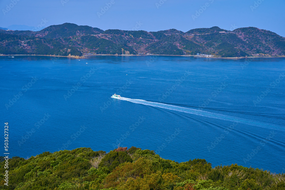 徳島県の鳴門海峡を航行する観潮船