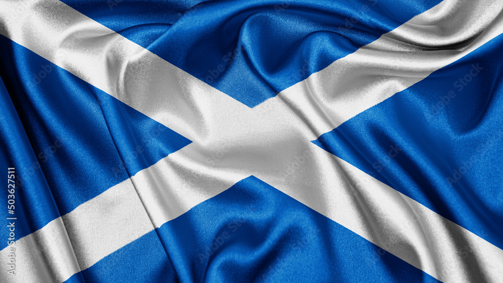 Close up realistic texture fabric textile silk satin flag of Scotland waving fluttering background. National symbol of the country. 30th of November, Happy Day concept
Close up realistic texture fabric textile silk satin flag of Scotland waving fluttering background. National symbol of the country. 30th of November, Happy Day concept