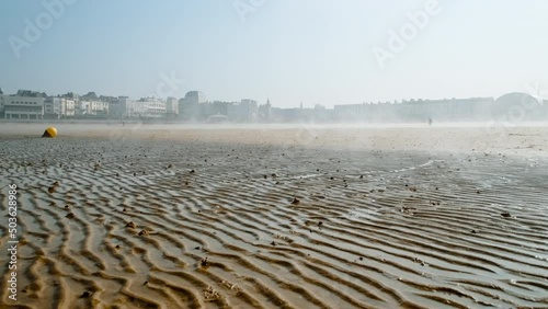 Cinematic view of Margate beach, a popular resort. Margate is a seaside town on the north coast of Kent in south-east England, UK photo