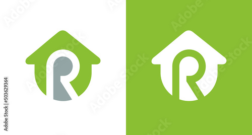 Letter R house logo design, home property concept