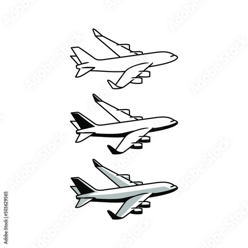 three different airplane cut edge vector for logo suggestions