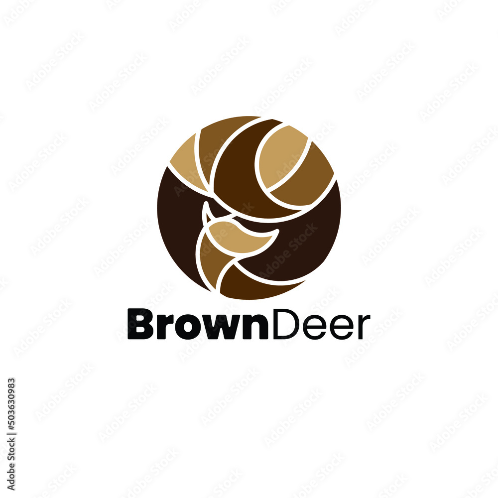 brown deer logo. Abstract design forming a deer's head. brown deer logo. Abstract design forming a deer's head.