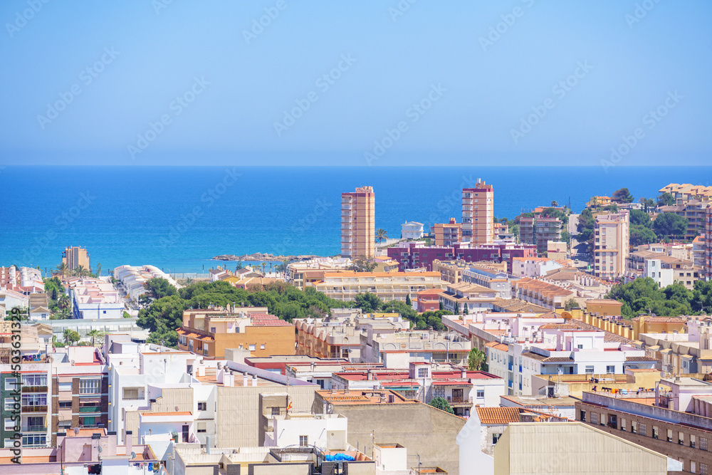 Urban sprawl threatens mediterranean coast in Oropesa del Mar Spain