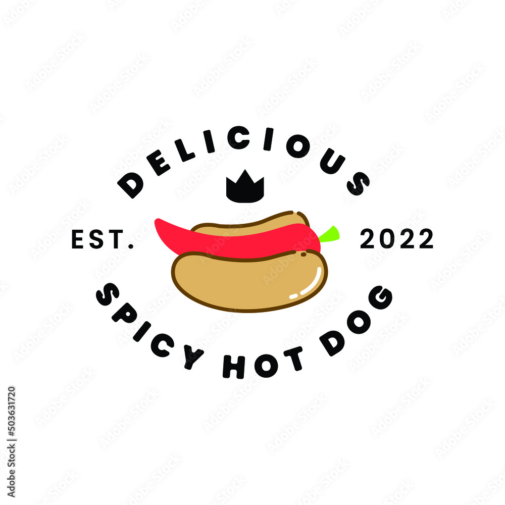 Spicy hot dog logo. chili as a representative of the spicy taste of hot dogs. can be used for hotdog shop