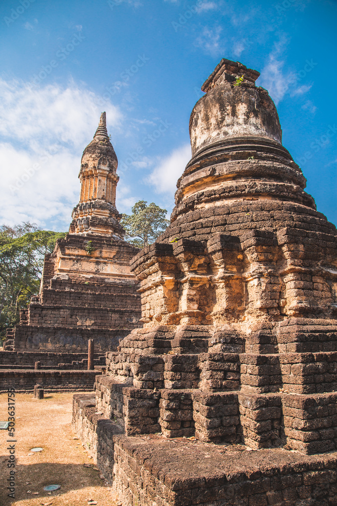 Wat Chedi Chet Thaeo or Wat Chedi Chet Thaew in Si Satchanalai historical park