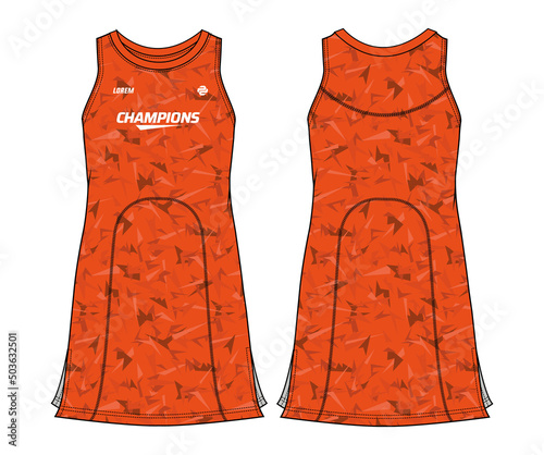 Women Sleeveless tennis dress sports top jersey design flat sketch fashion Illustration suitable for girls and Ladies, dress for tennis jersey, netball, badminton sport kit