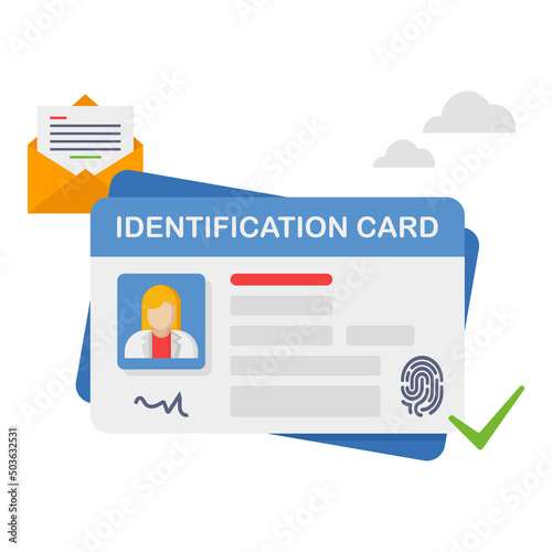 Identification card, citizen woman card concept illustration.