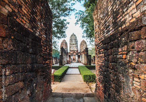 Wat si Sawai temple in Sukhothai historical park  Thailand