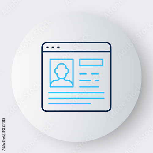 Line Resume icon isolated on white background. CV application. Searching professional staff. Analyzing personnel resume. Colorful outline concept. Vector