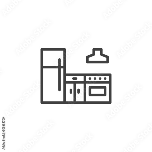 Kitchen furniture line icon
