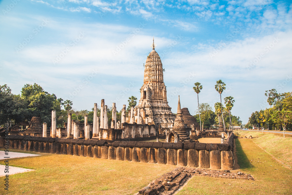 Wat Phra Sri Rattana Mahathat Rajaworaviharn temple and buddha in Si Satchanalai historical park, Thailand