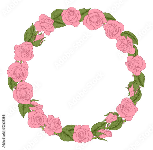 Roses Woodcut Vintage Style...