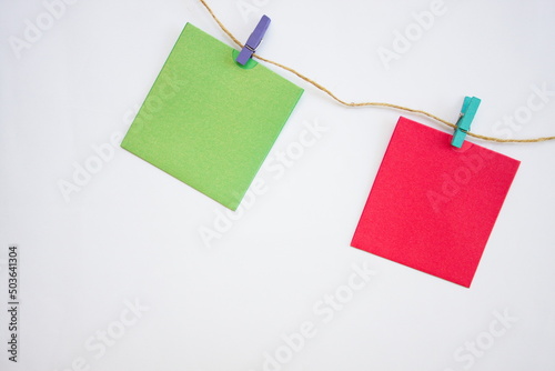 Colorful cards on a white background for adding words or messages.