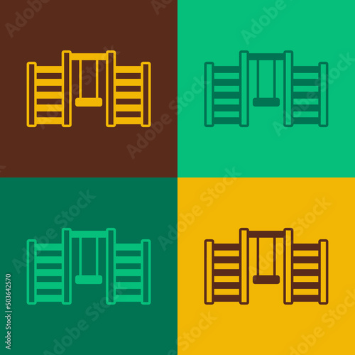 Pop art Wooden Swedish wall icon isolated on color background. Swedish stairs. Vector