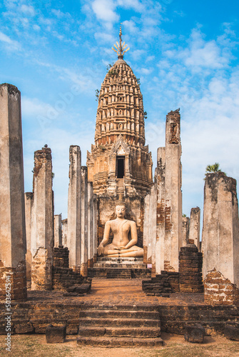 Wat Phra Sri Rattana Mahathat Rajaworaviharn temple and buddha in Si Satchanalai historical park  Thailand