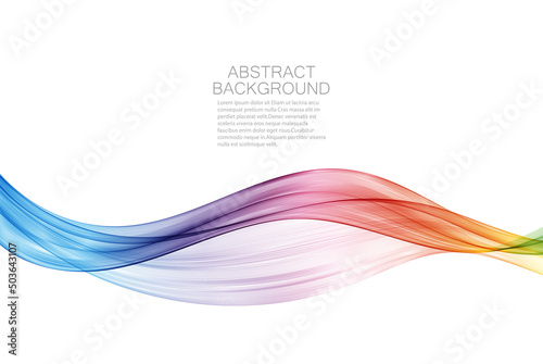 Abstract motion smooth color wave vector. Curved rainbow lines.Design element