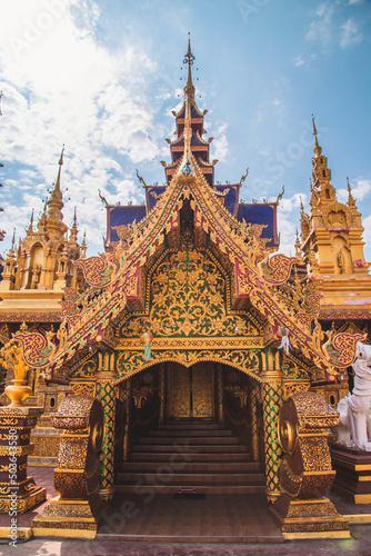 Wat Phiphat Mongkhon blue temple in Sukhothai  Thailand